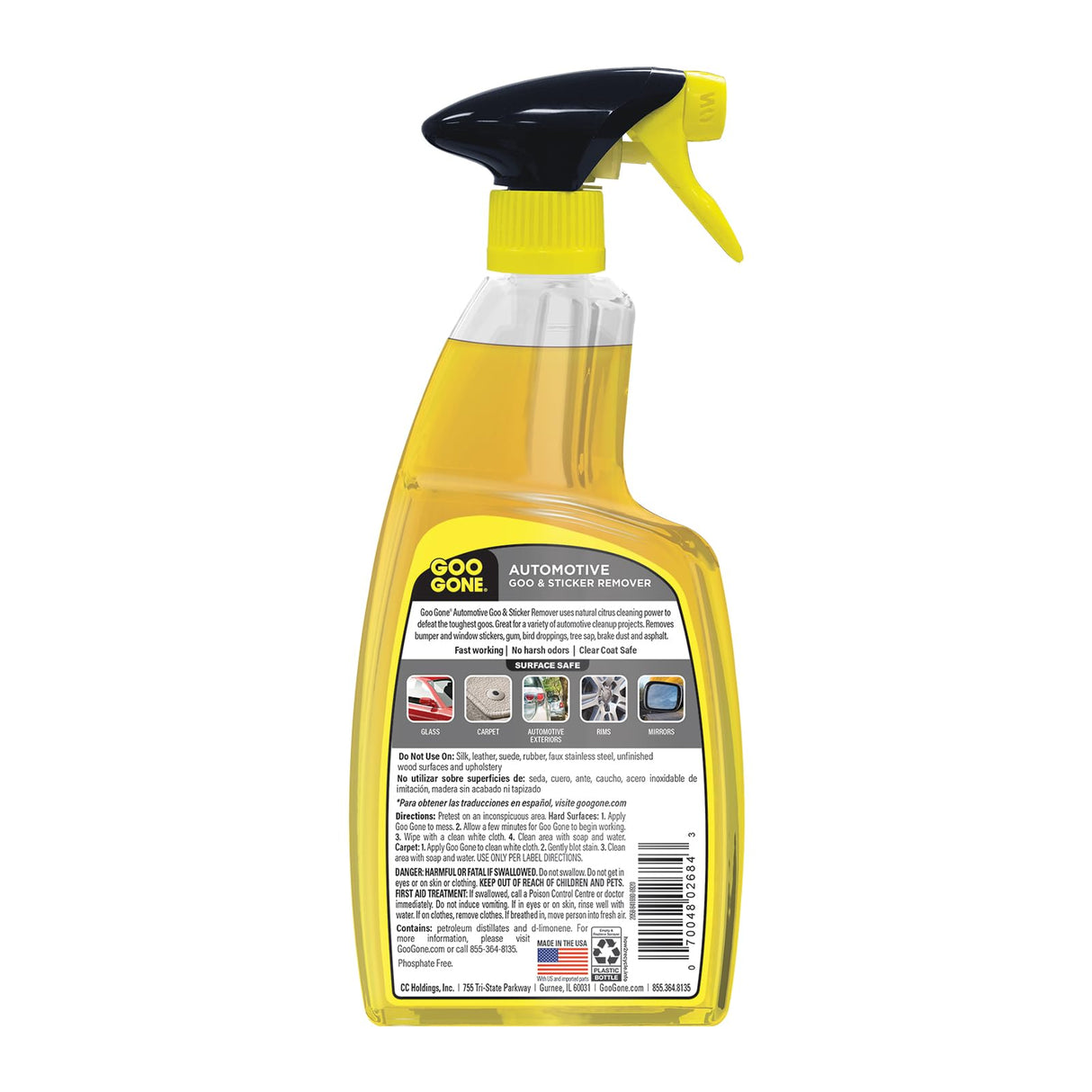 Goo Gone Automotive Adhesive Remover, Goo & Grime Cleaner for Bumper Stickers, Decals, Tree Sap, Brake Dust, Bird Droppings, Gum, Spray Paint, Asphalt, 24 oz with MicroFiber Buffing Towel