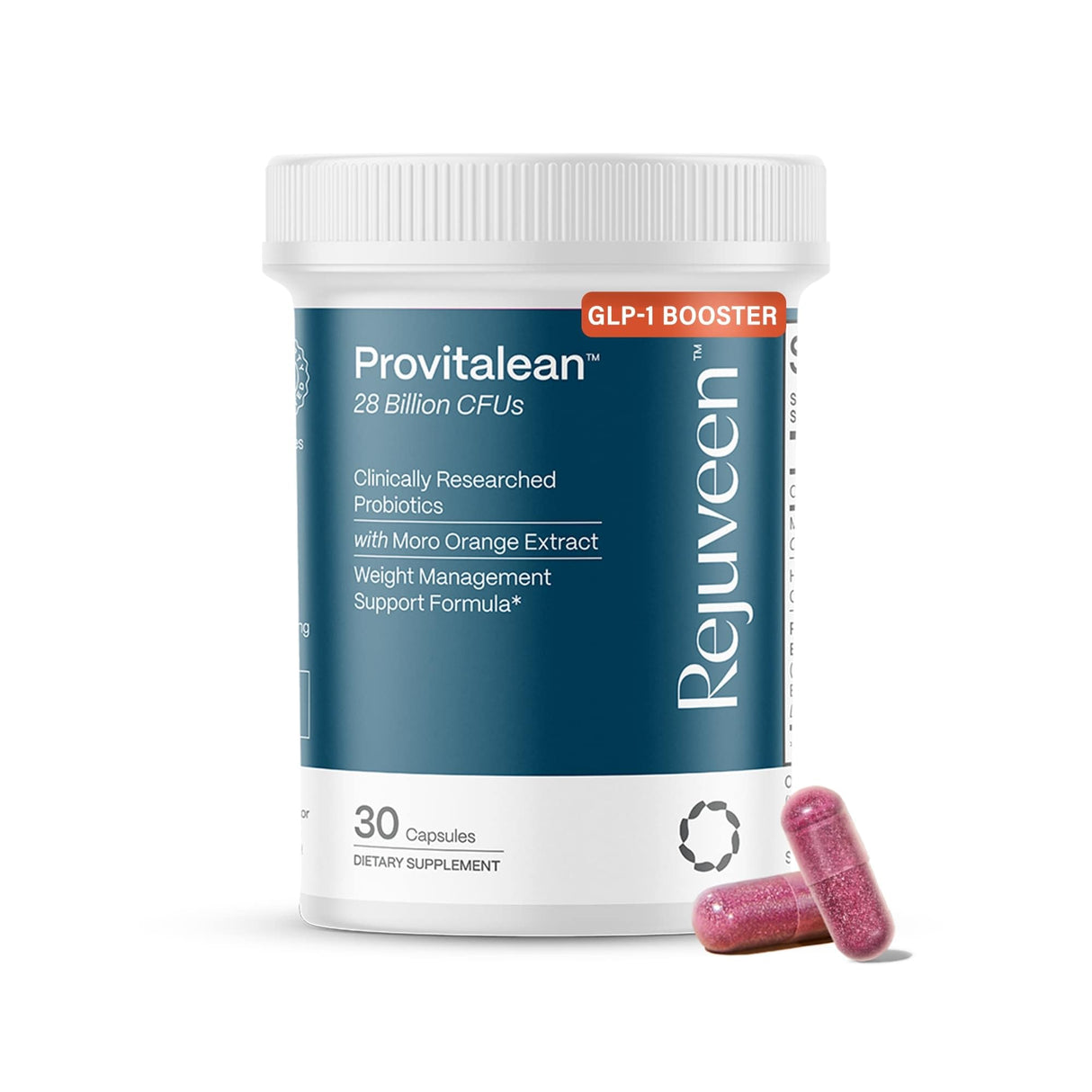 Rejuveen Provitalean GLP-1 Booster & Metabolism Fuel for Women | Mute Cravings for Belly Fat & Resistant Waistlines | B420 Probiotic, Morosil, Chromium | Vegan, Stimulant-Free, Gluten-Free | 30 Ct