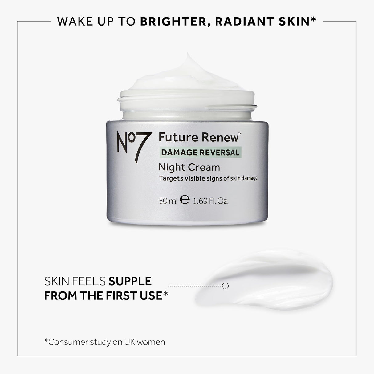No7 Future Renew Damage Reversal Skincare Set - Anti Aging Face Serum (.33 Fl Oz), Day Cream with SPF 25 (1.69 Fl Oz) & Night Cream (1.69 Fl Oz) - Reverses Visible Signs of Sun Damage - 3-Piece Set