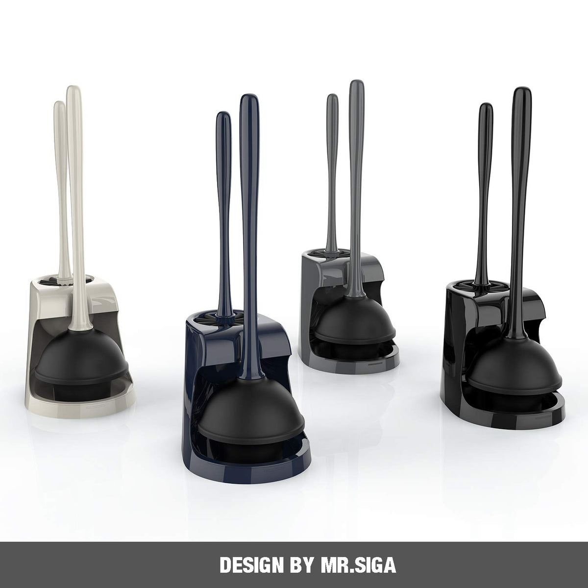 MR.SIGA Toilet Plunger and Bowl Brush Combo for Bathroom Cleaning, Black