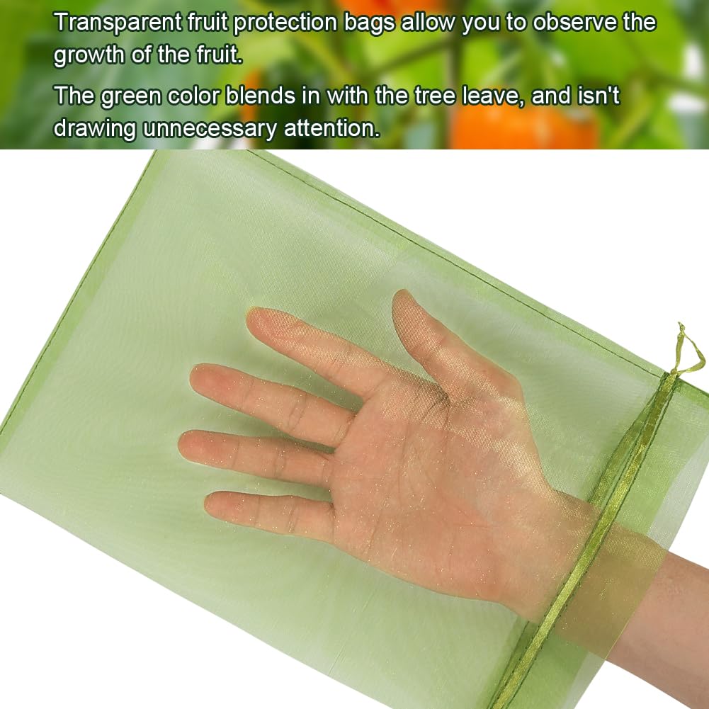 Shintop 100Pcs Fruit Protection Bags, 8x12 Inch Green Grape Netting Cover