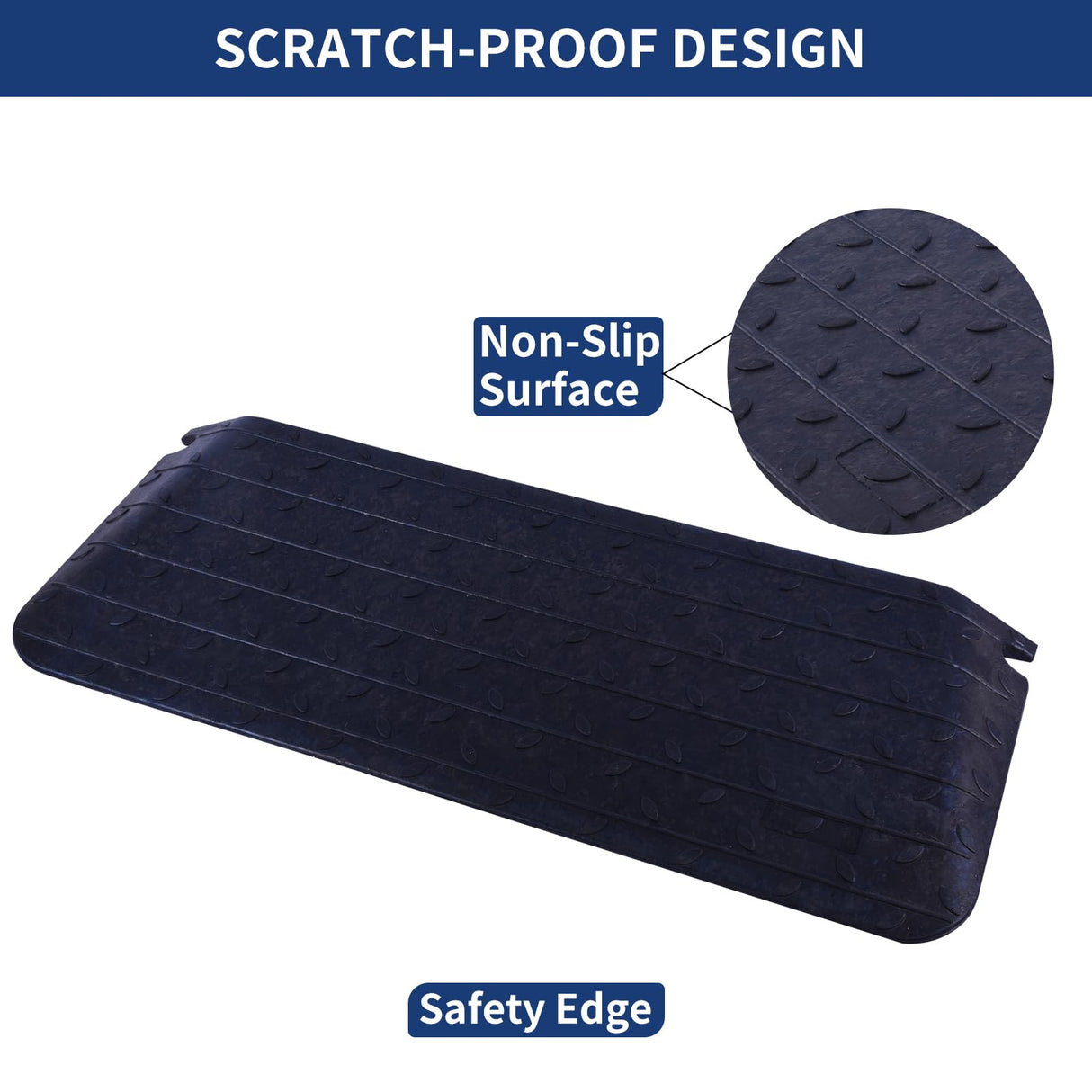 4 Inch Rise Threshold Ramp Anti-Slip Wheelchair Ramp Rubber Curb Ramp for Home Doorways 3 Feet Long 5500lbs Load Capacity(Anti-Slip Design)