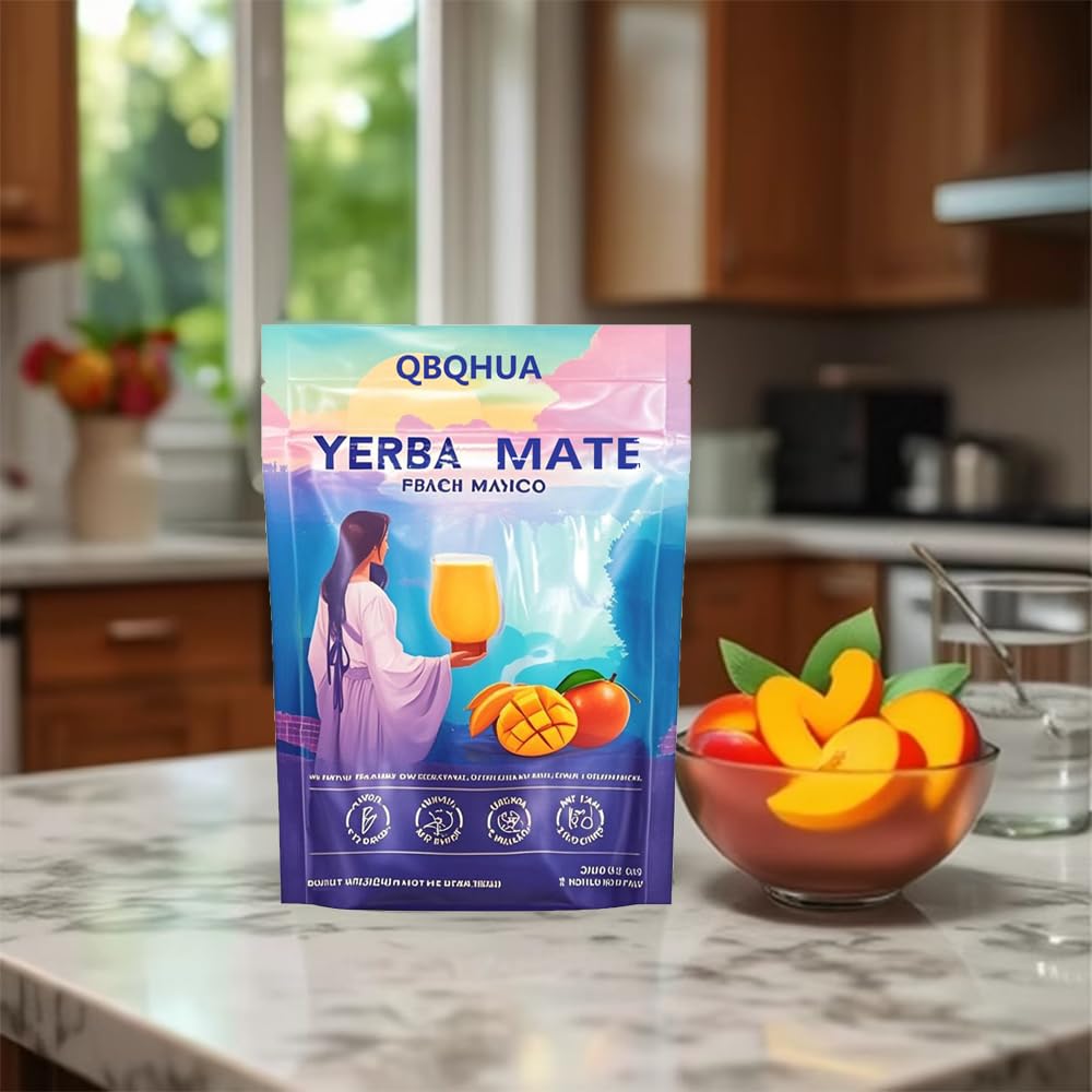 Yerba Mate Instant Tea Powder, Peach Mango Flavor, Sugar-Free, 30 Servings