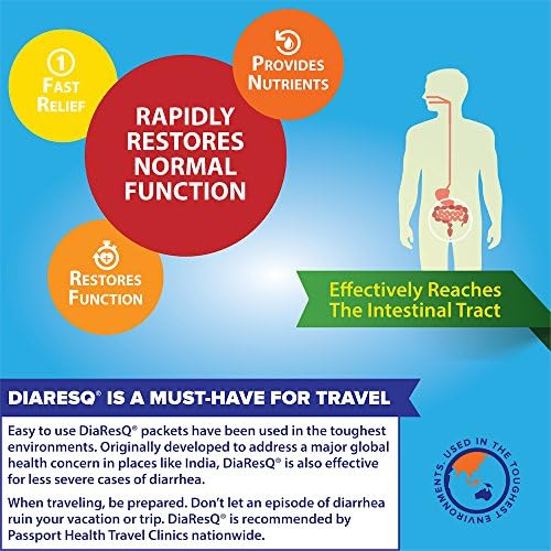DiaResQ Diarrhea & Immune Support Colostrum Drink Mix for Adults, 6 Ct, Rapid Recovery, Helps Restore Normal Intestinal Function, Vanilla Flavor