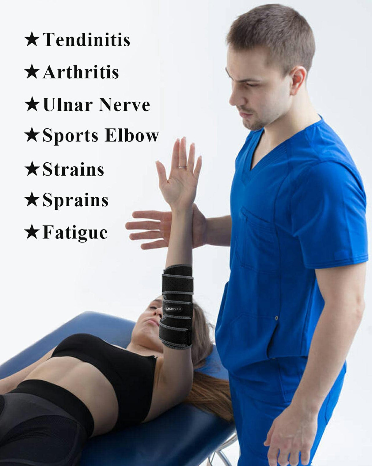 Reamphy Elbow Brace,Comfortable Night Elbow Sleep Support,Elbow Splint, Adjustable Stabilizer Splints, Cubital Tunnel Syndrome,Tendonitis,Ulnar Nerve,Tennis,Fits for Men and Women(Fits Most)