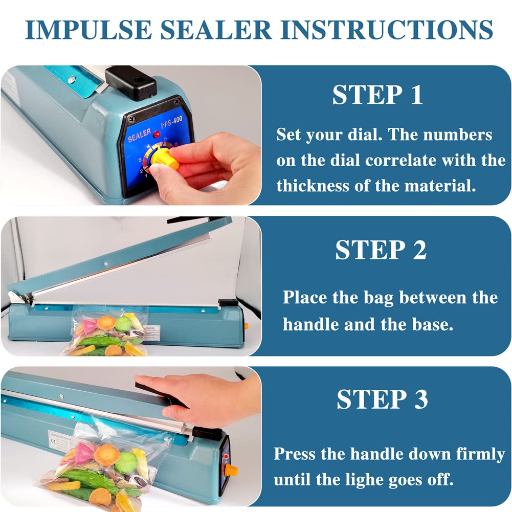 Impulse Heat Sealer 12 Inch 5mm Mylar Bag Sealer Heat Seal Machine, 110v Manual Heat Sealer for Plastic/Poly/Cookie Bags, 8 Replacement Parts & Teflon Cloth Strip(2 Round Cutter Lines Included)