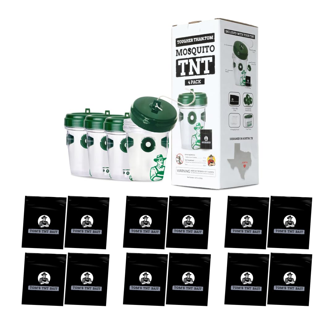 Tougher Than Tom Mosquito TNT 2.0 Mosquito 12 Bait Bags, Outdoor Insect Control, Easy Setup, Family & Pet Friendly, Ideal for Backyards, Camping, Gardens, BBQs, Picnics & More