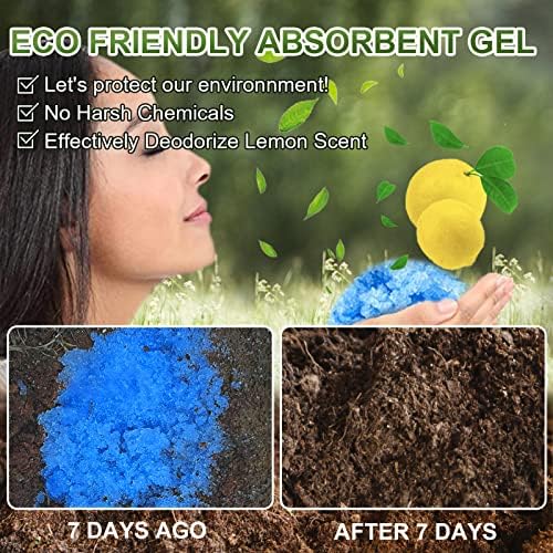 AOKE Portable Toilet Powder, Lemon 100 Pack Poo Gel for Camping Eco Absorbent Gel Liquid Waste Gelling and Deodorizing Powder, Emergency Toilet Waste Treatment for Outdoor Camping Hiking