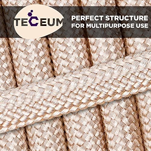TECEUM 5/32" Paracord Rope 1000 – 1000ft / 200ft / 100ft / 50ft – Tactical Parachute Cord 4mm – 45+ Colors – Nylon String for Survival & Camping Gear – Stripe Cord for Survival – Utility Rope