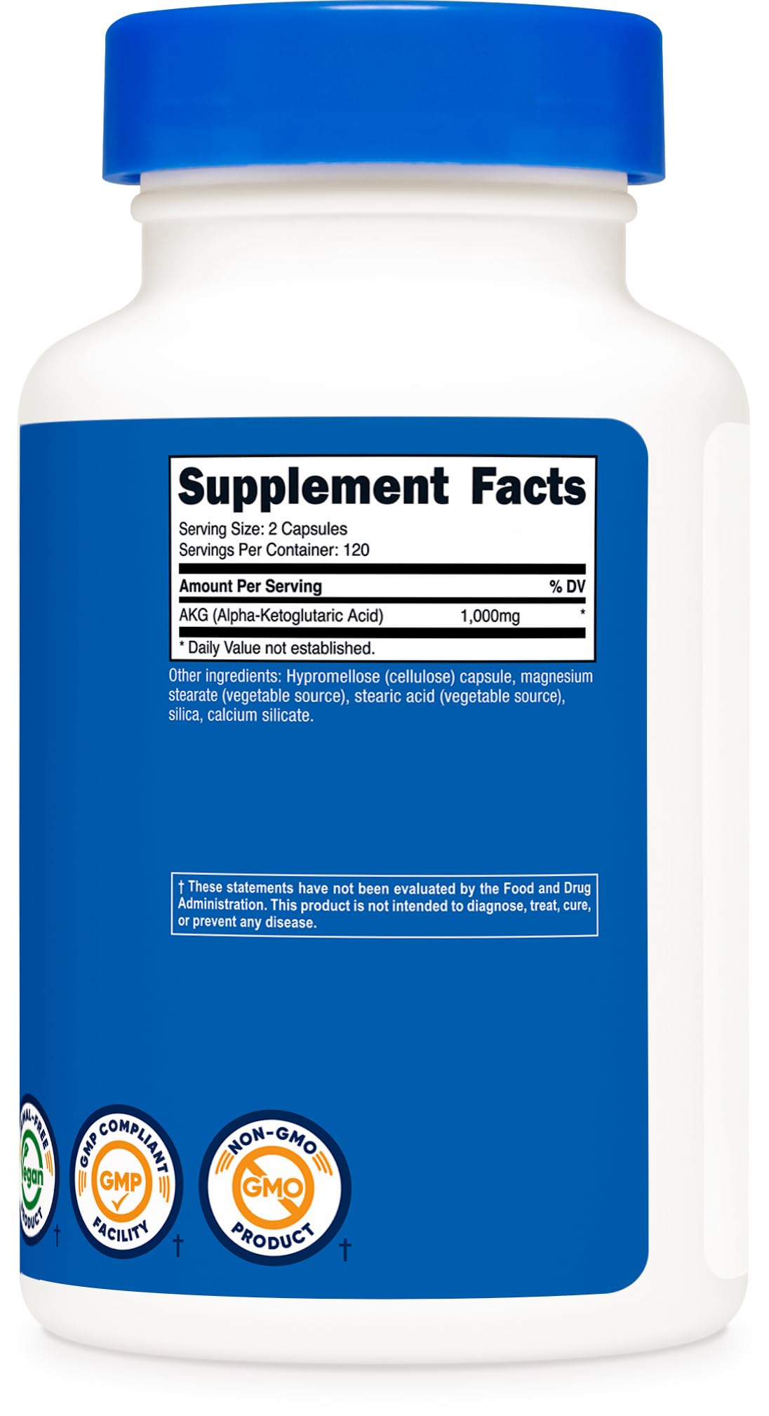 Nutricost AKG Alpha Ketoglutaric Acid Supplement 1,000 mg, 240 Capsules, 120 Servings Per Bottle - Powerful Precursor to Glutamine & Arginine, Energy Support Supplement