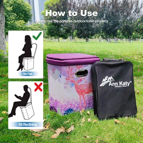 Upgrade XL Portable Toilet for Adults, Extra Large Portable Travel Floding Toilet, Camping Tall Toilets with Lid for Adults and Kids Compact Potty for Car,Hiking,Beach and Camping
