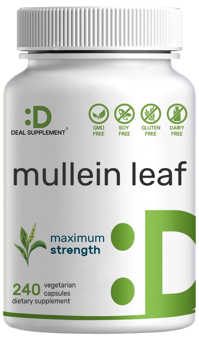 Mullein Leaf Extract 20,000mg, 240 Veggie Capsules – 4 Month Supply – Lung Cleanse & Detox Herbal Supplement – Supports Respiratory & Immune Health – Non-GMO, Vegan
