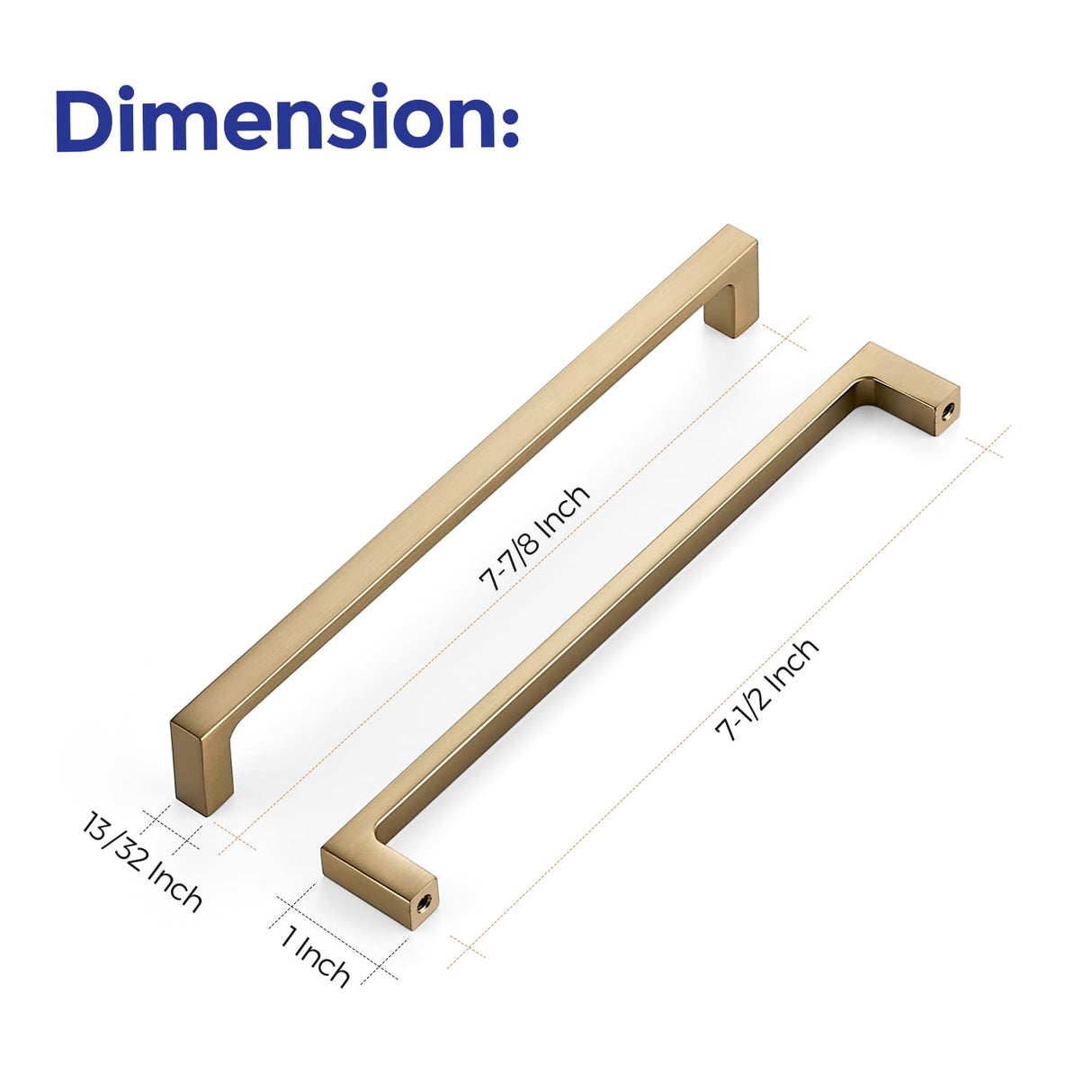 Ravinte 5 Pack Solid 7-1/2 Inch Square Cabinet Handles - Champagne Bronze Pulls for Drawers and Kitchen Cabinets - Hardware Handles