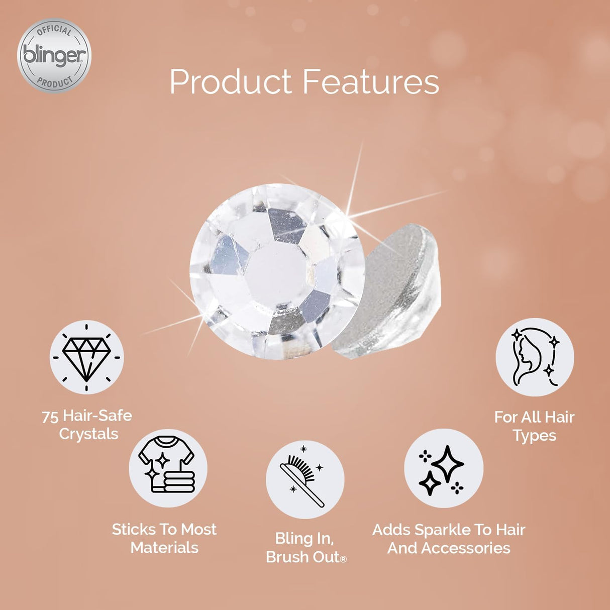 blinger® Starter Kit | Women's Hair Styling Tool + 75 Precision-Cut Glass Crystals | Bling in Seconds! Bedazzling Multi-Faceted Gems | Hair-Safe – Bling In Brush Out