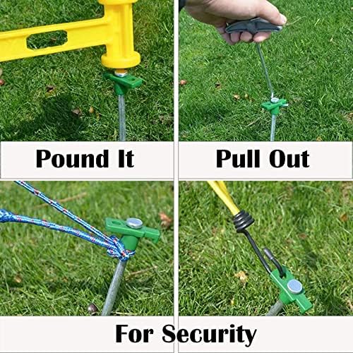 Cheardia 20 Pack Tent Stakes Heavy Duty, 10.25 Inch Yard Stakes Non-Rust Metal Tent Pegs Ground Stakes Tent Spikes for Camping Patio, Garden, Canopies, Grassland, Outdoor,Green