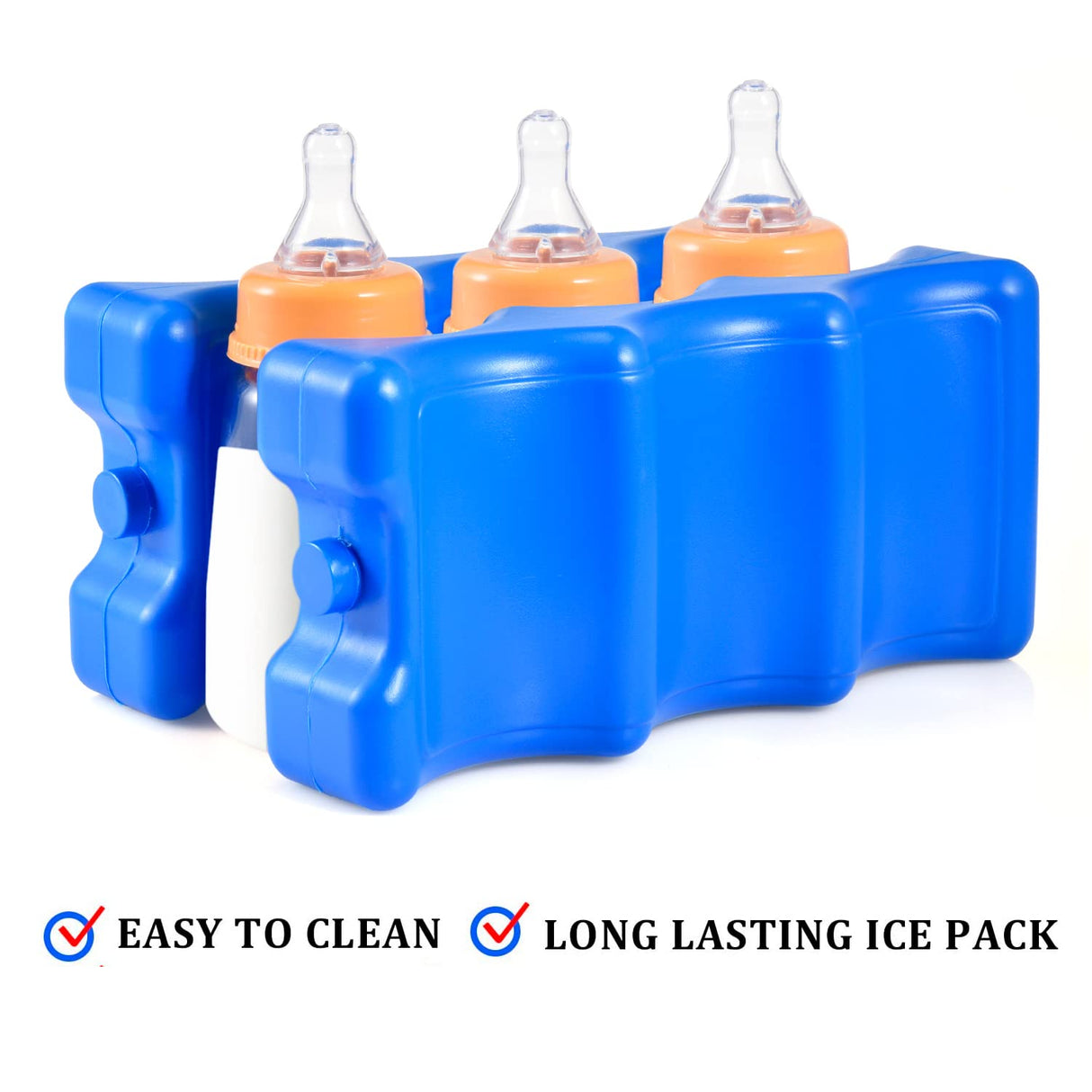 Cold Freezer Cool Ice Packs Double Sided Contoured Reusable Long Lasting for Breast Milk Baby Bottles Cool Storage Insulated Bags, Lunch Box Soda Beer Can Coolers(600g,Set of 4)