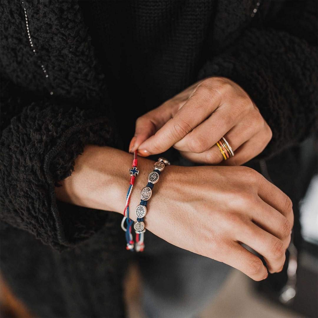 "My Saint My Hero "Archangel Michael Protection Bracelet – Handwoven - Archangel Michael and 5 Miraculous Medals – Shield of Faith for Men and Women – Made in Medjugorje