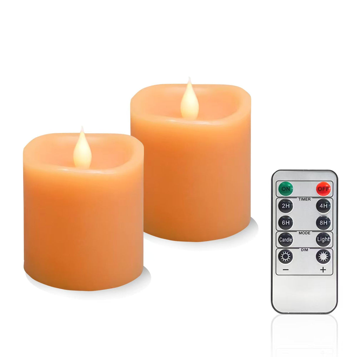 Fall Flameless LED Candles 3 inch Diameter Real Wax 2AA Battery Operated 600hr+ Flickering Candles with Timer Remote Control for Halloween Thanksgiving Christmas Indoor (Orange, 3″×3″- 2 PCS)