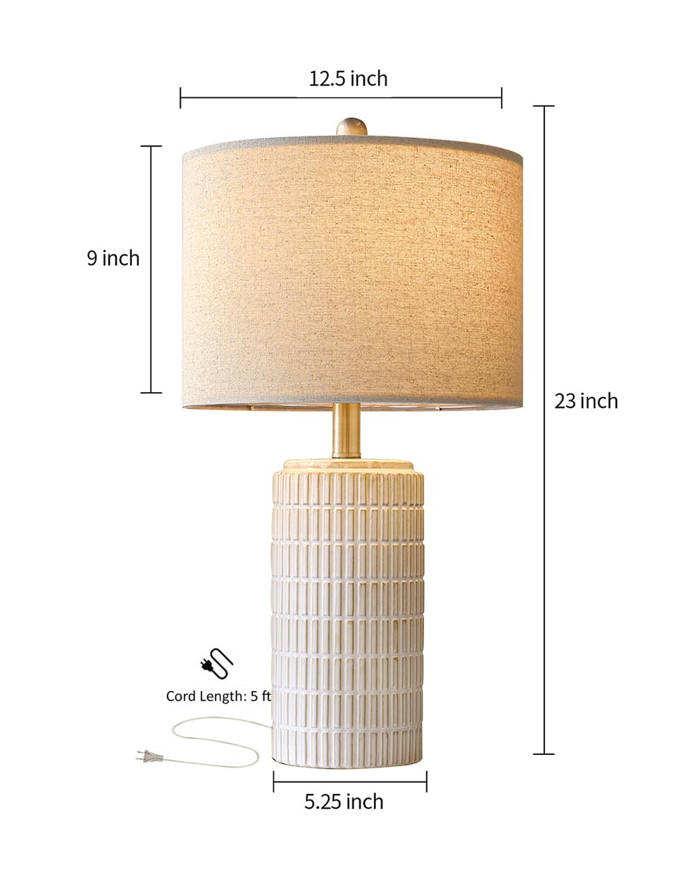 PoKat 23'' Bedside Table Lamp for Bedroom Nightstands, Birthday Gifts for Women Mom, House Warming Gifts New Home Decor, Ceramic Desk Lamp for Living Room, White Modern Bedroom Lamp