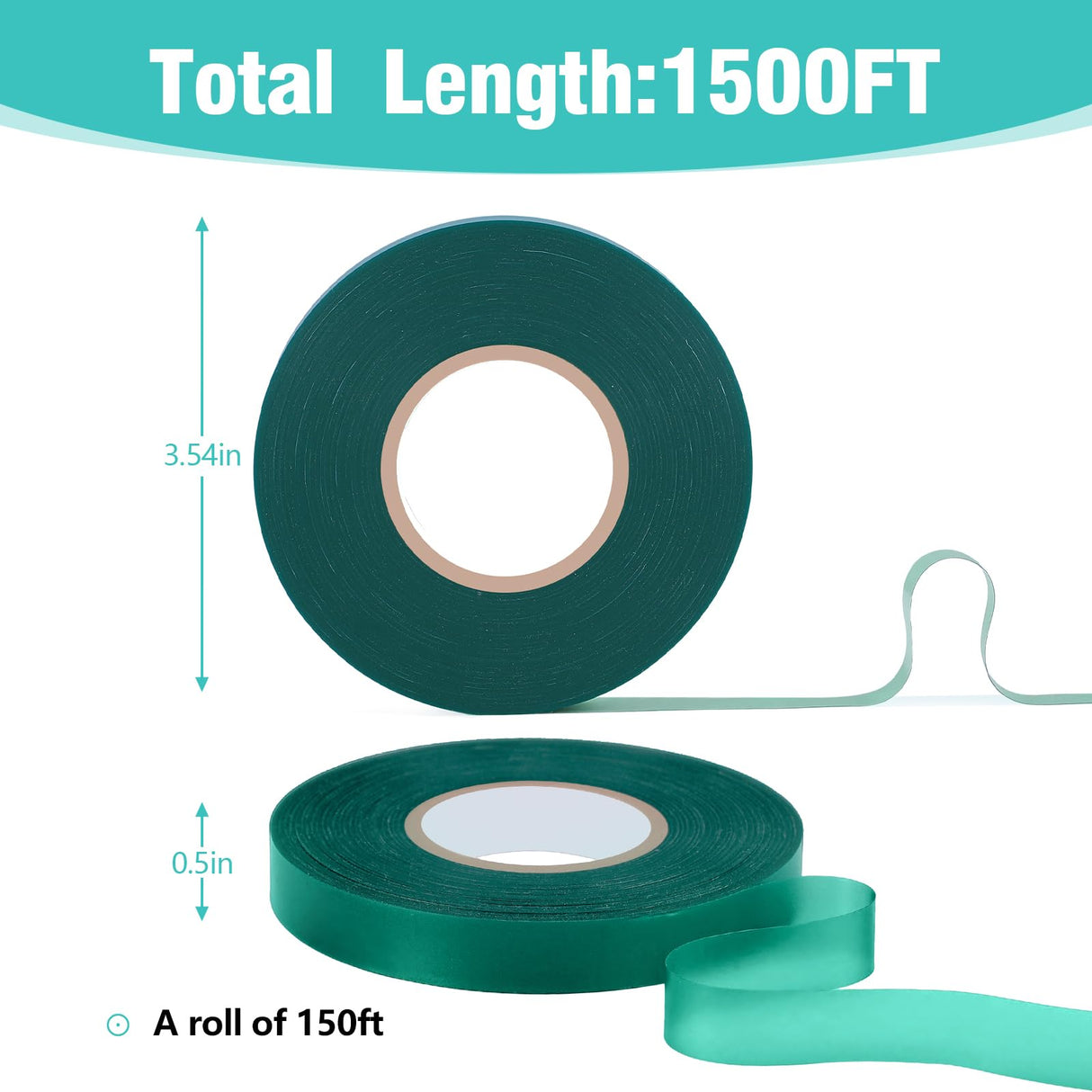 Prudiut 1500Ft Plant Tape, 1/2" Stretch Garden Tie Tape Roll, Plant Ribbon(10 Rolls)