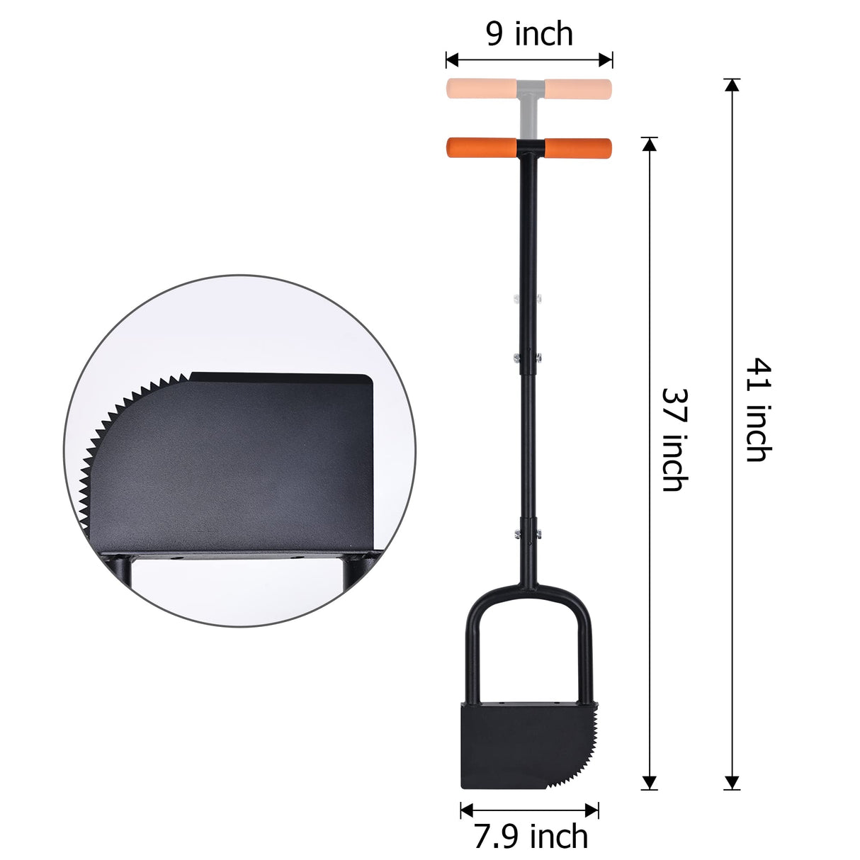 BARAYSTUS Height Adjustable Garden Edger Tool, Hand Steel Edger, Half Moon Lawn Edger, Saw-Tooth with Very Sharp Blade Manual Edger
