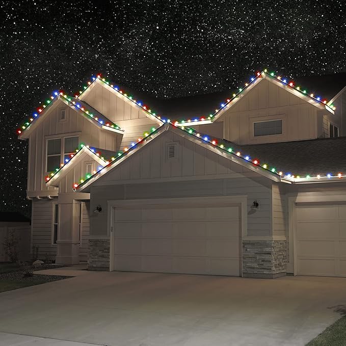 Holiday Lighting Outlet Faceted C7 Christmas Lights | Orange LED Light Bulbs Holiday Decoration | Warm Christmas Decor for Indoor & Outdoor Use | 2 SMD LEDs in Each Light Bulb | Set of 25