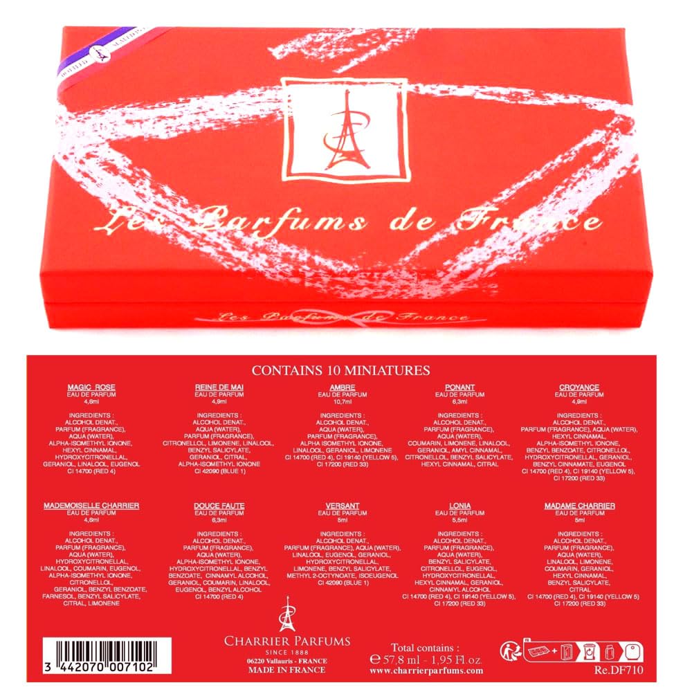 Charrier Parfums - 10 Eaux de Parfum Luxurious Gift Box - 57.8 ml - Made in Provence, France