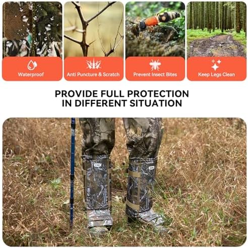 Snake Gaiters Snake Chaps, Waterproof Lower Legs Snake Guards, Snake Bite Protective Gaiters, Anti-Snake Gaiters for Men/Women, Adjustable Size for Hunting/Hiking/Farm Working