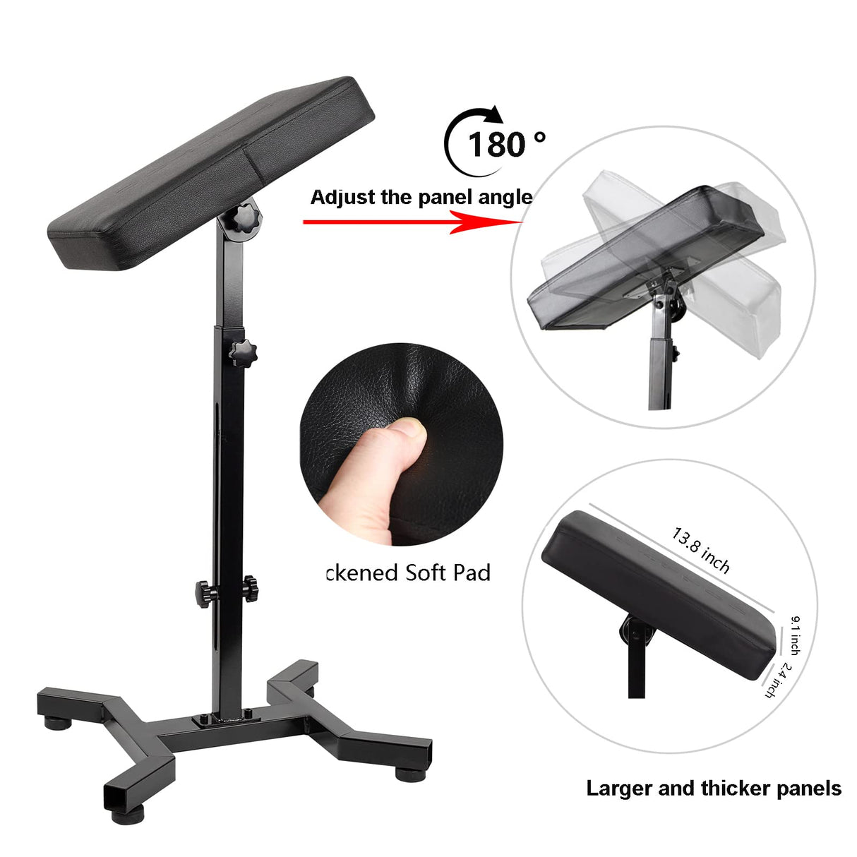 HUOXOU Tattoo Arm Rest, Tattoo Chair for client, Tattoo Armrest Stand, Four-corner base Stability Strongly, Adjustable Height, Thicken Soft Sponge Pad, Foldable Arm Rest Tattoo for Artist