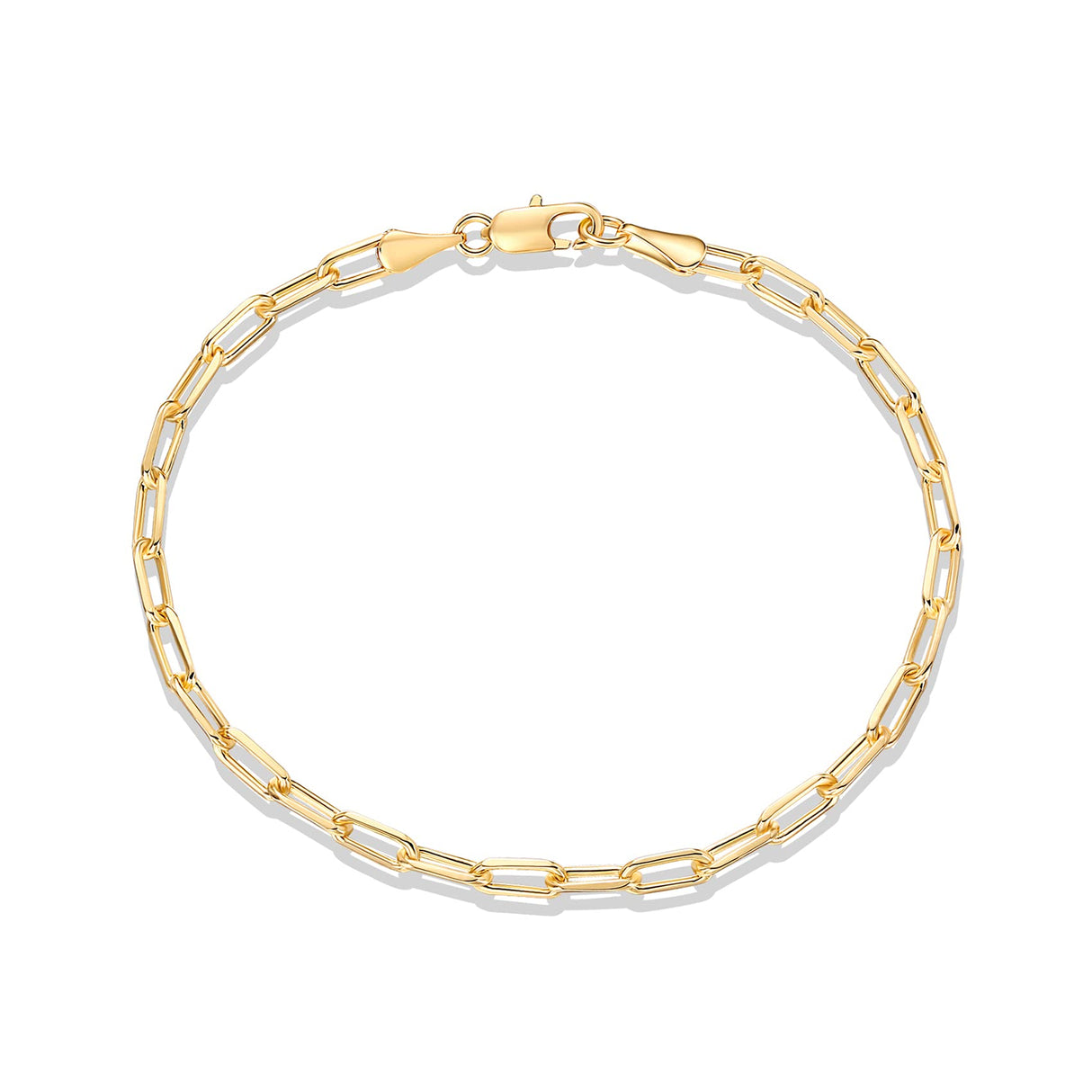 PAVOI 14K Gold Plated Paperclip/Curb/Figaro Chain Adjustable Bracelet for Women (Paperclip, Yellow Gold Plated)