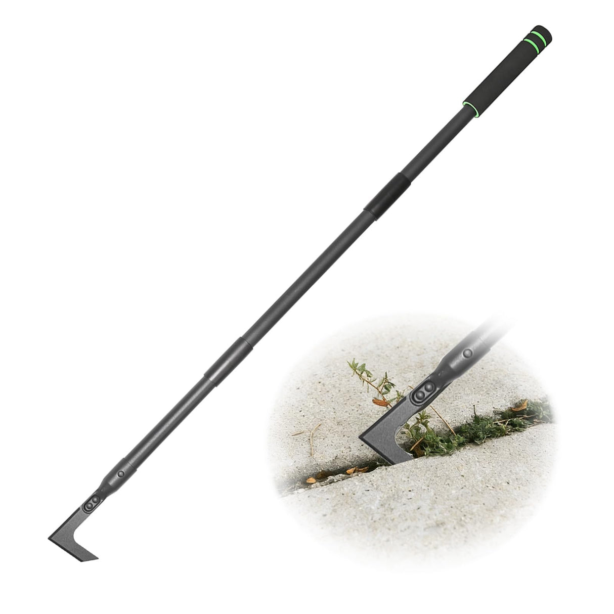 Pragmatist 43.7" Crack Weeder Long Handle Weed Puller Adjustable Weed Remover Durable Manual Crevice Weeding Tool for Sidewalk, Paver, Wall Gaps, Lawn Yard, Deck Boards