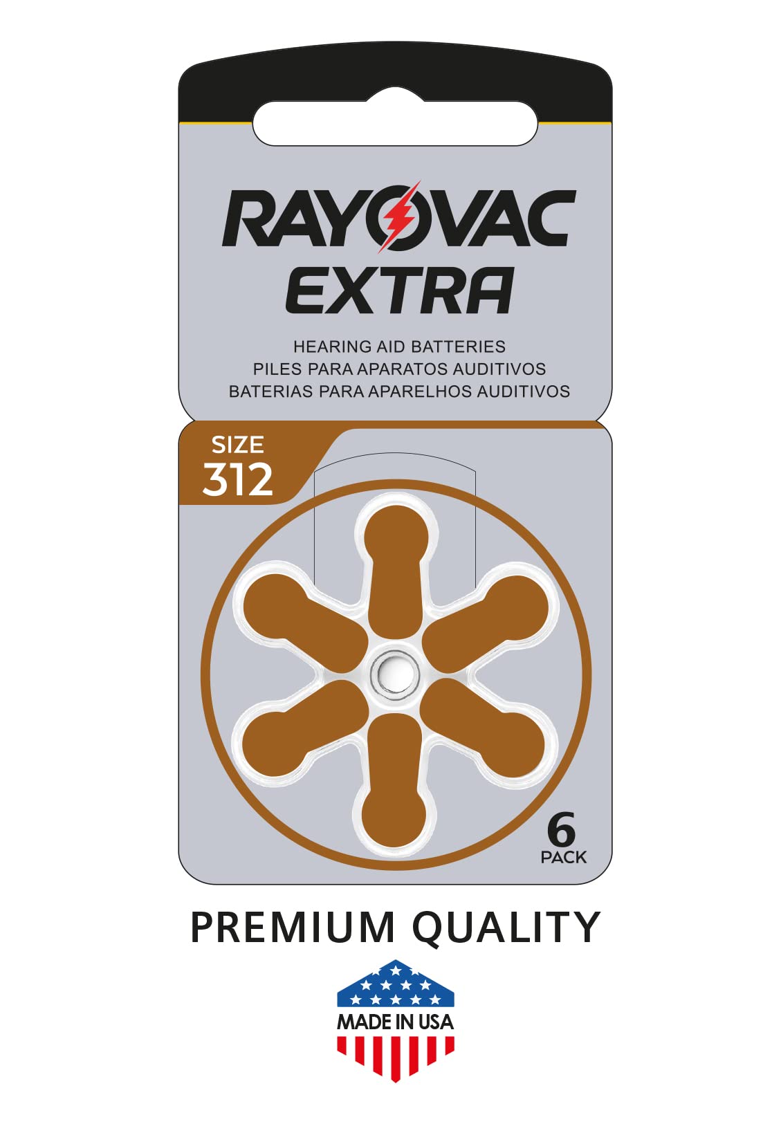 Rayovac Extra Advanced, size 312 Hearing Aid Battery (pack 60 pcs)