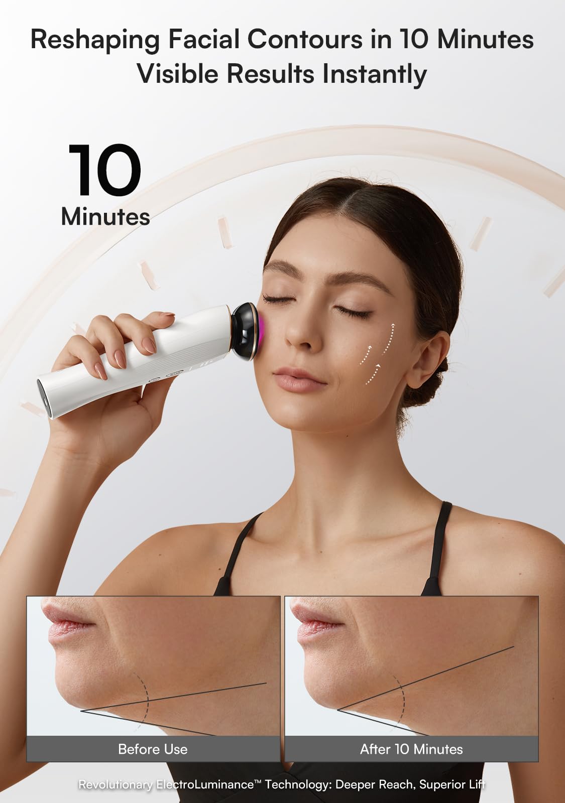 INIA Microcurrent Facial Device, 3-in-1 Facial Massager Red Light Therapy Beauty Device for Face and Neck Skin Rejuvenation Lifting, Tightening, Infusing, Effective Wrinkle and Puffiness Reduction