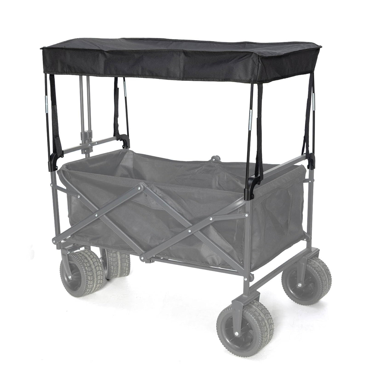 Black Removable Wagon Canopy Attachment with Rods, Foldable Sun Shade Cover