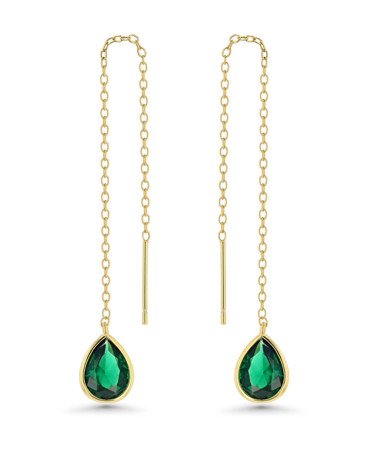 SNGIA Gold Dangle Earring with Emerald, 18K Gold Plated, Lightweight, Hypoallergenic, Long Chain Earrings for Women, Fashion Statement