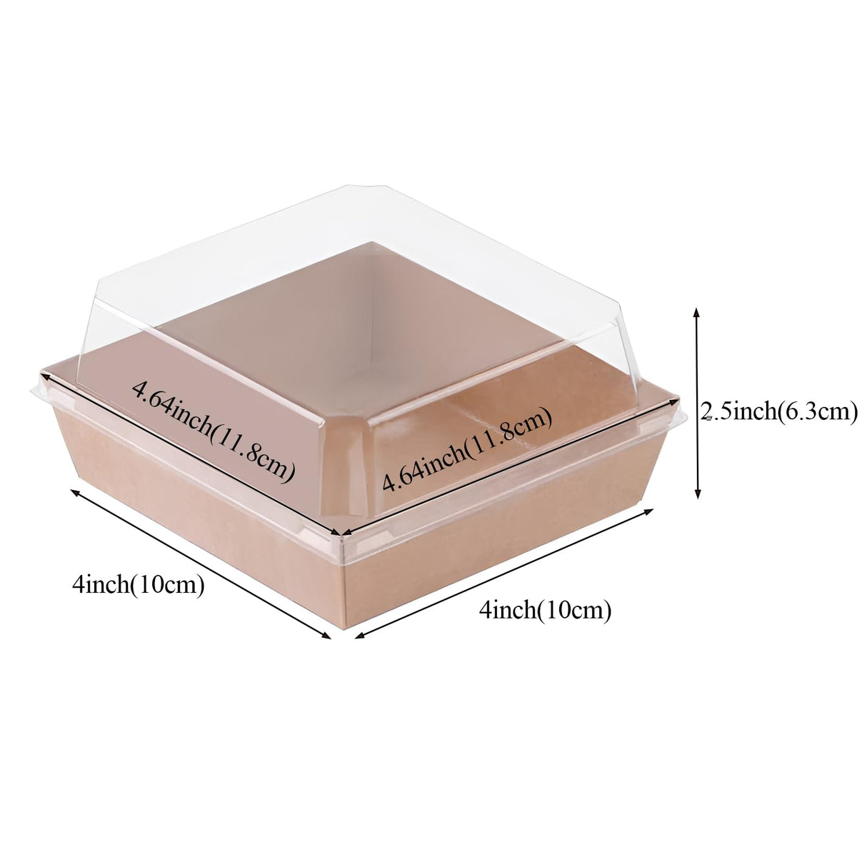 ROSPAKTEK 100Pack 4x4x2.5 Inches Charcuterie Boxes with Clear Lids - Bakery, Chocolate Covered Strawberries, Cupcake, Pie, Treat, Macaron Boxes for Christmas, Valentine's