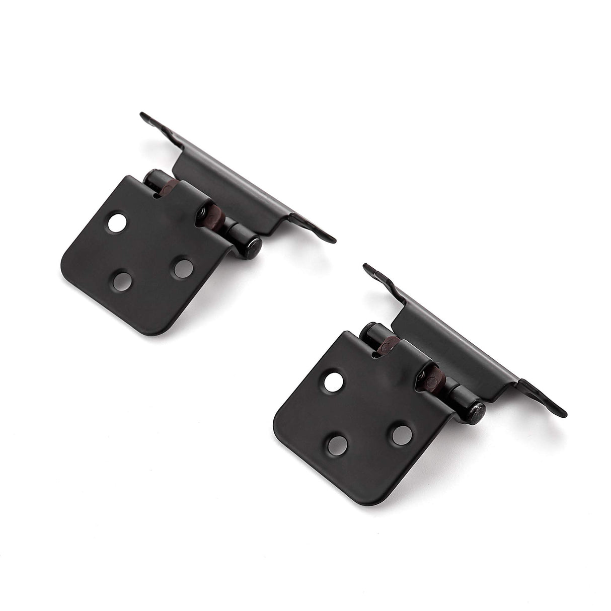 Ravinte 60 Pack (30 Pairs) 1/2" Overlay (Variable) Cabinet Hinges, Self-Closing Semi-Concealed Face Mount, Matte Black Decorative Hardware with Door Bumpers for Kitchen & Cupboard Doors