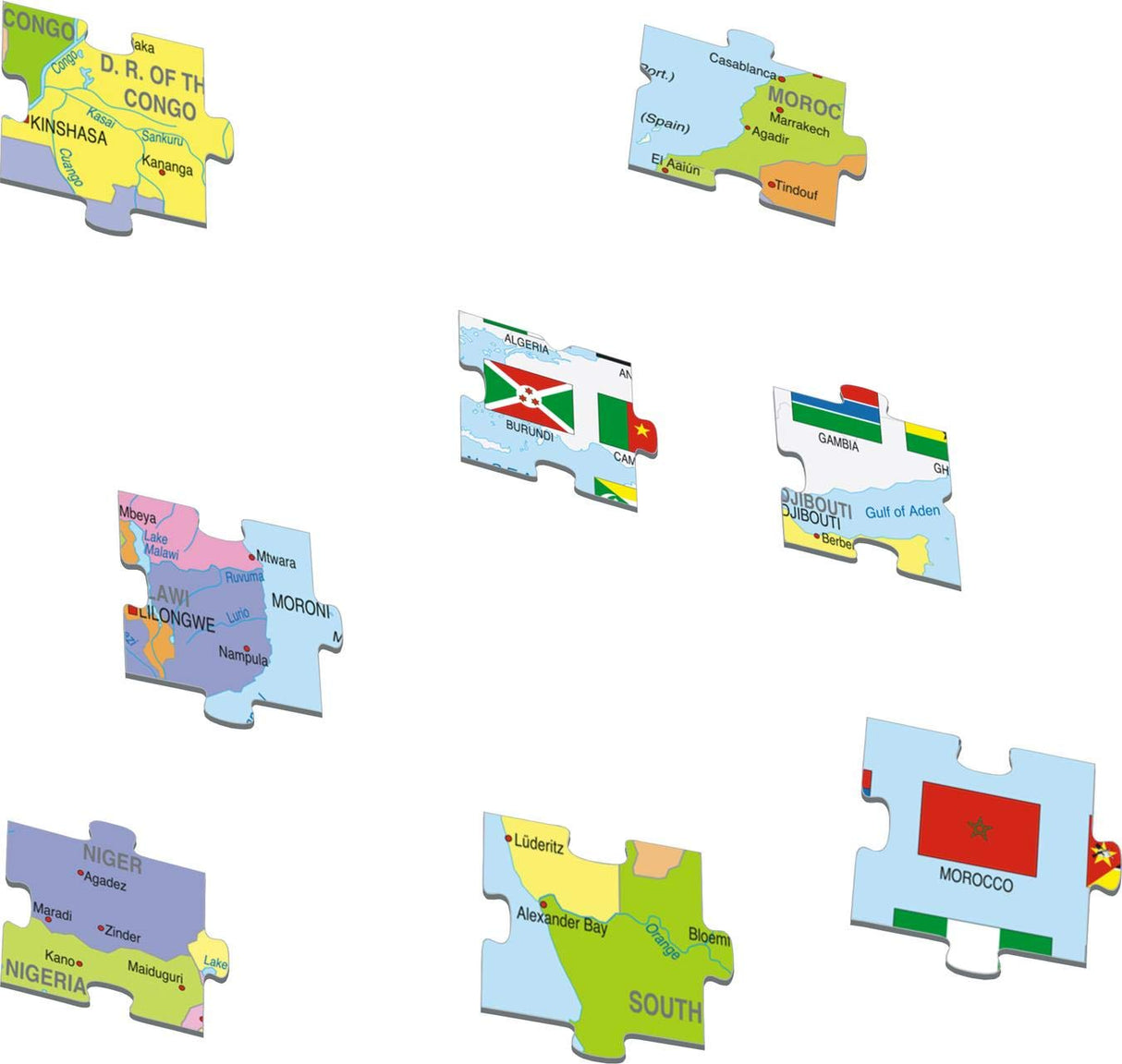 Larsen K13 Africa Political Map, English Edition, 70 Piece Boxless Tray & Frame Jigsaw Puzzle