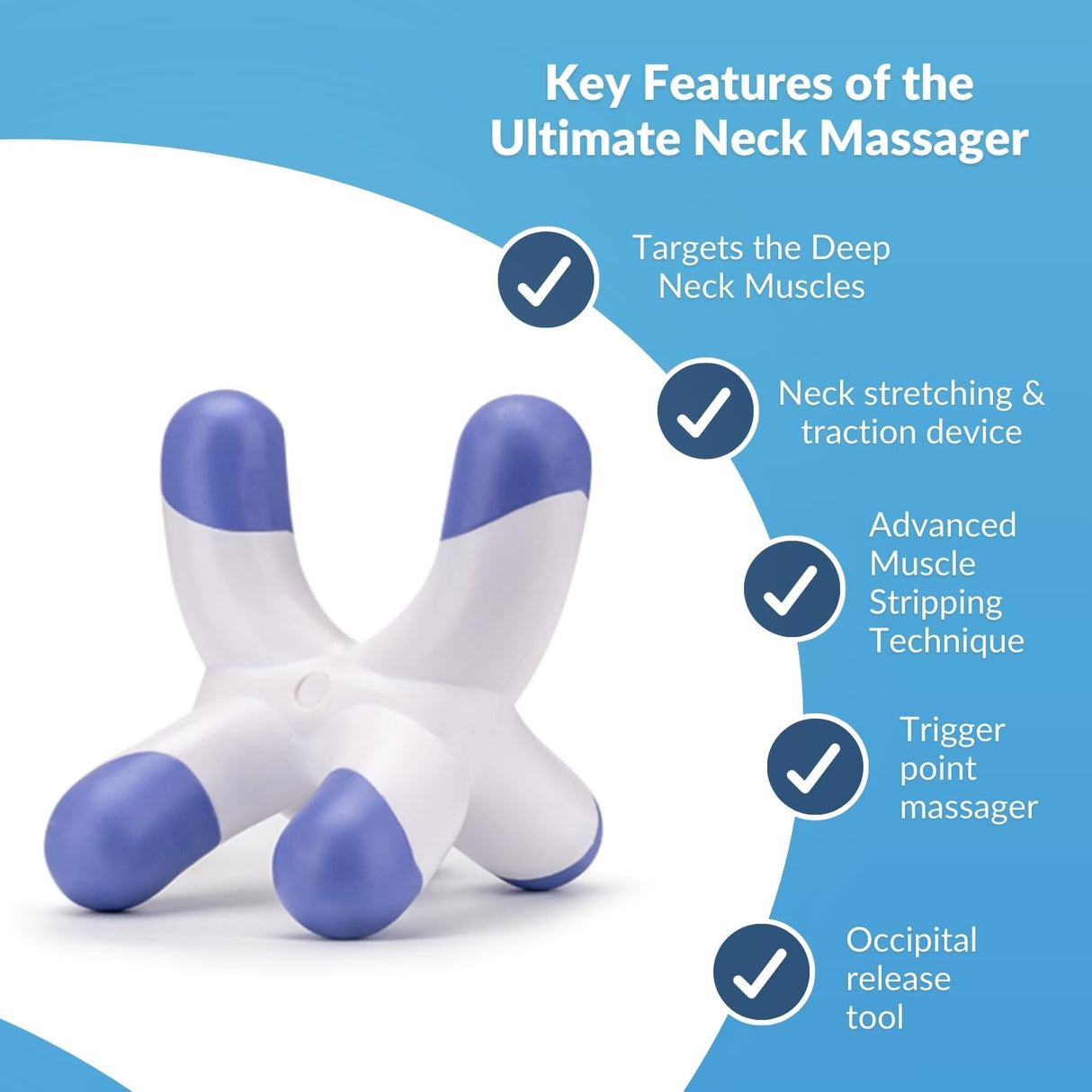 Pressure Point Neck Massager for Pain Relief, Trigger Point Massage Tool, Occipital Release, Headache Relief, Unique Design Targets Deep Neck Muscles, Fast Effective Relief