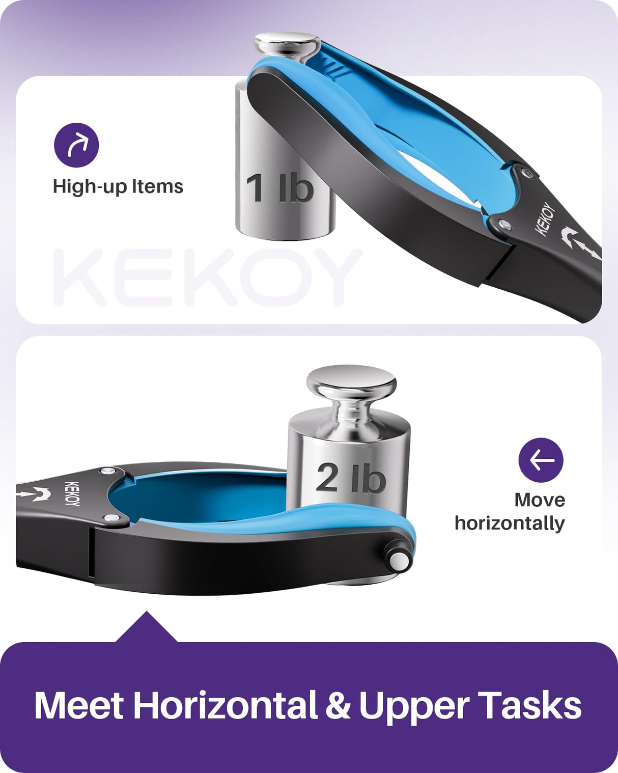 Kekoy 36inch Grabber Reacher Tool for Seniors, Foldable Reacher Grabbers Pickup Stick with Anti-Slip 360° Rotating Jaw, 4" Wide Extended Claw with Magnet for Disabled, After Surgery Recovery