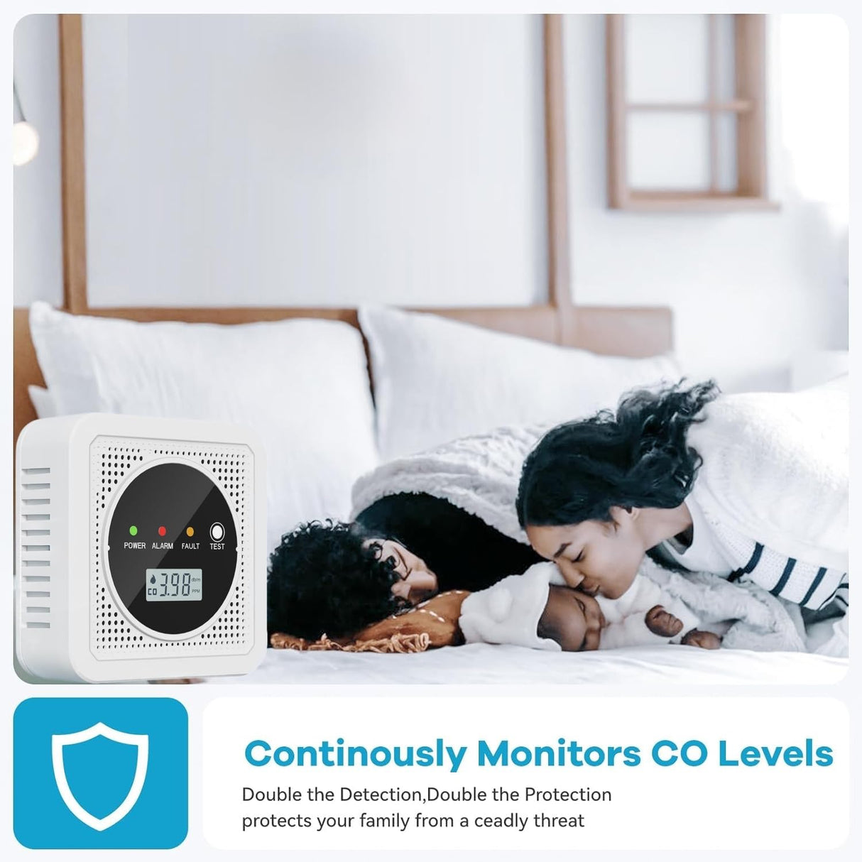 2-in-1 Smoke Detector and Carbon Monoxide Detectors, Battery Powered, CO&Smoke Alarm with Sensitive Sensor, Digital LCD Display, LED Signal Lights, Portable CO and Smoke Monitor Alarm