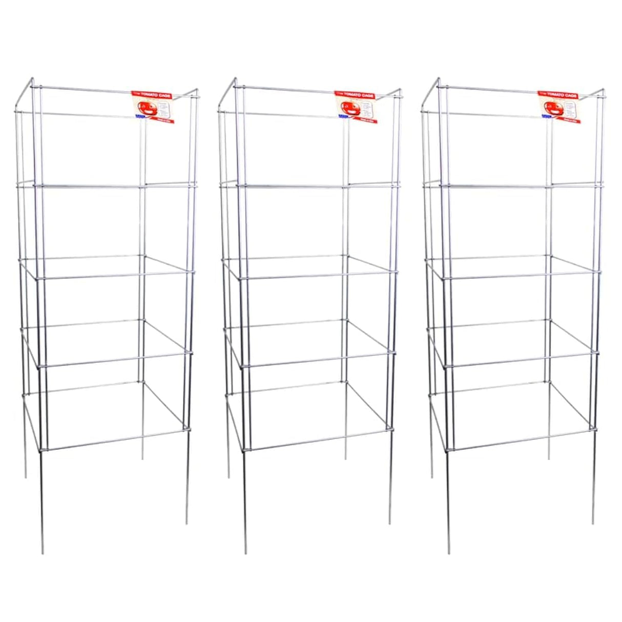 Cedar Ridge Square Foldable Tomato Cages - Heavy Duty Plant Support for Vegetable Garden, Vegetables, and Flowers - Stakes and Trellis for Climbing Plants - Made in The USA (13x40) - 3-Pack