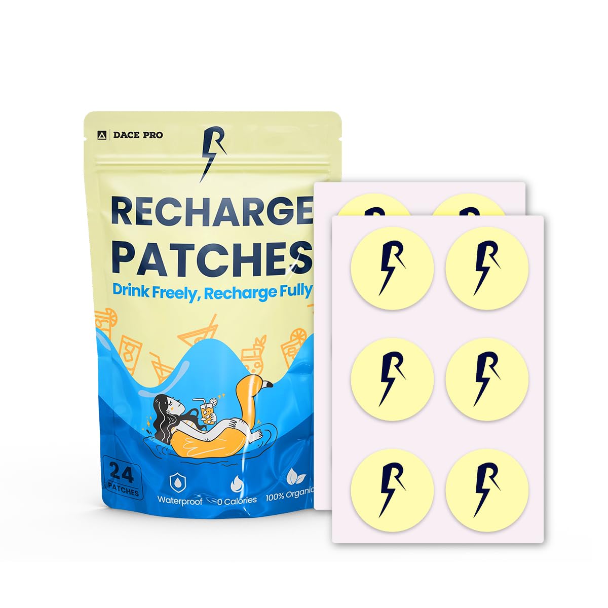 The Recharge Patch 24-Pack: Recovery Patches Cruise Essentials 2025 Women Festival Essentials Travel Essentials Cruise Ship Accessories Travel Size Toiletries Rebound Patches Must Haves for Energy
