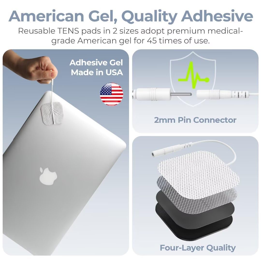 AUVON 4 Outputs TENS Unit Muscle Stimulator with 24 Modes & Intuitive Operation Design, FSA & HSA Eligible, TENS Machine with 10 TENS Pads, Electronic Pulse Massager for Back Pain Relief Therapy