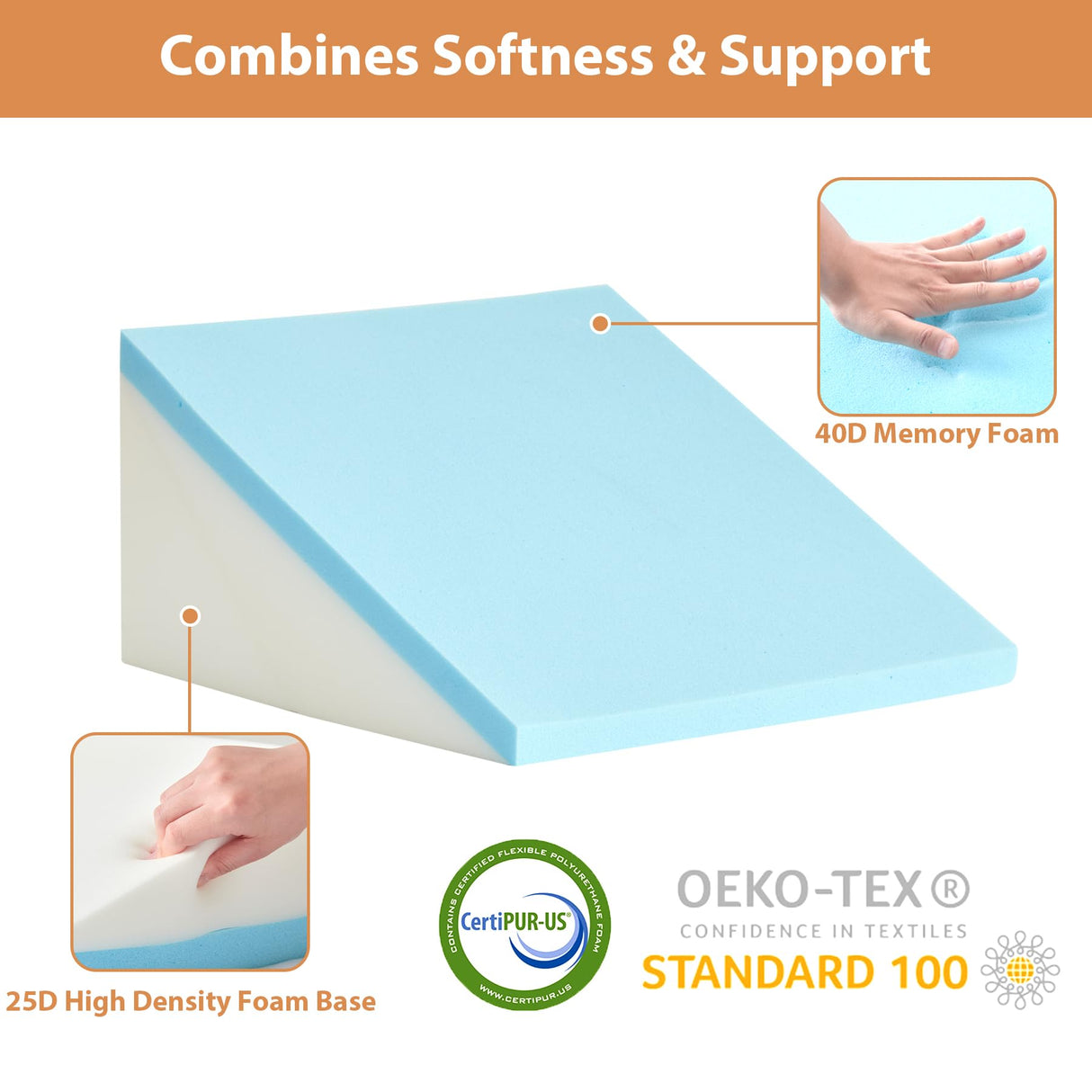 3PCS Wedge Pillow for Acid Reflux Relief, Adjustable Wedge Pillow Headboard, Bed Wedges Pillow for Back Pain Relief, Sleeping, Post Surgery, Back Support Pillows for Sitting Up, Snoring, Plush Grey