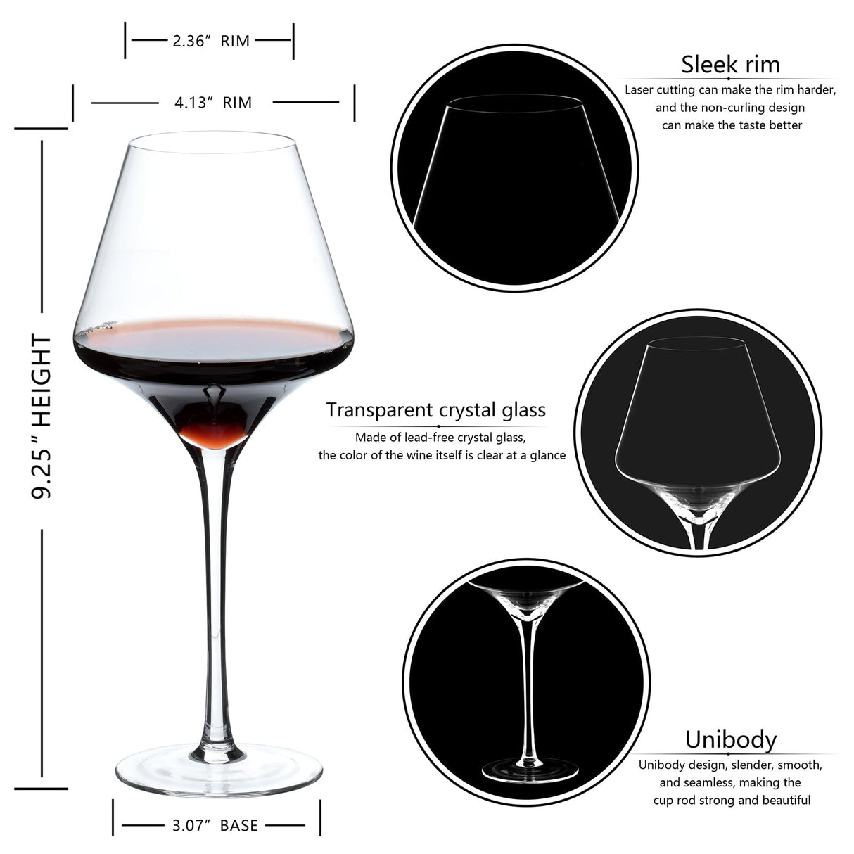 BCALIFE Red Wine Glasses Set of 4 – 20 oz Premium Crystal Wine Glass With Long Stem – Hand Blown Large Burgundy Wine Glasses – Unique Gift for Wedding, Anniversary, Christmas