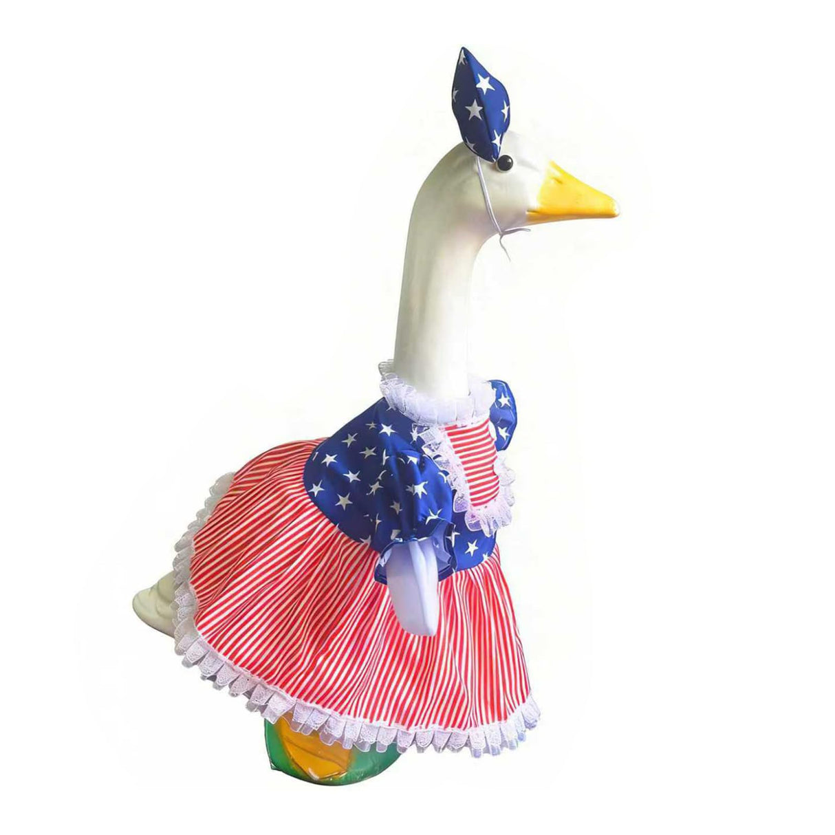 AOXFOXMAS Porch Goose Outfits for 23 Inch Lawn Statue, Patriotic USA Costume for 4th of July Independence Day, Garden Patio Decor for Cement/Plastic Goose Sculpture