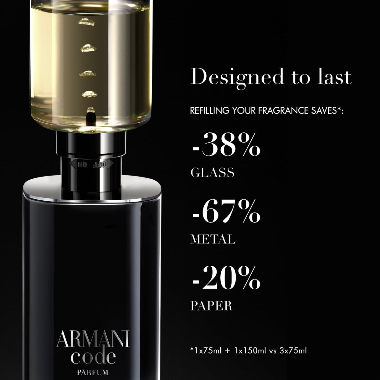 Armani Beauty – Code – Parfum – Cologne for Men – Fresh & Aromatic Men’s Fragrance – Bergamot, Clary Sage, Tonka Bean Notes - 4.2 Fl Oz