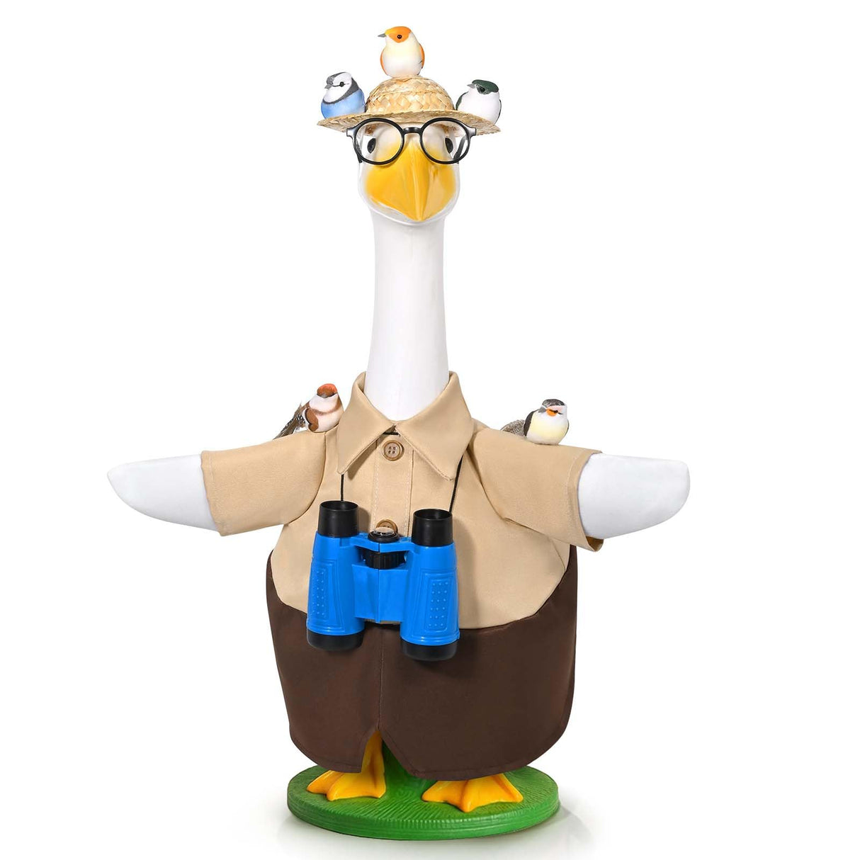 JcHrmers Bird Watching Porch Goose Outfits Fits 23" Cement Plastic Goose Statue for Bird Lovers Outdoor Lawn Garden Yard Patio Art Decor