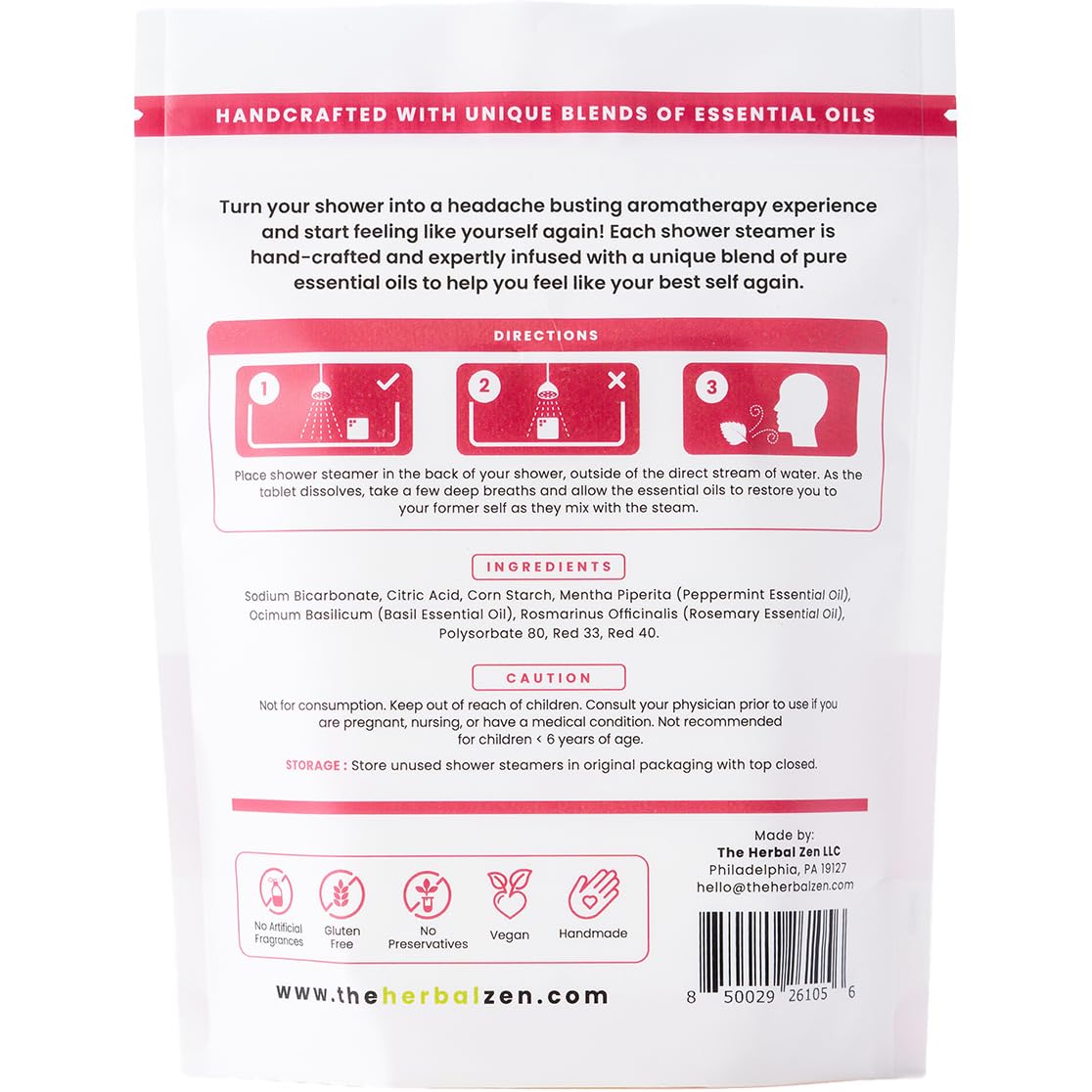 Head Hug Shower Steamers Aromatherapy for Relief - Christmas Gift - Adult Stocking Stuffer - USA Made - Peppermint & Rosemary Shower Bomb Tablets - Soothing Natural Essential Oils (10 Pack)